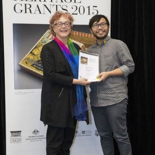 Ministry of Arts Executive Director Sally Basser and Australian National Museum of Education curator Hakim Abdul Rahim