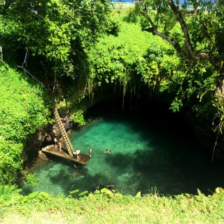 Nutrition students from the University of Canberra enjoying a dip at to-sua ocean trench Samoa