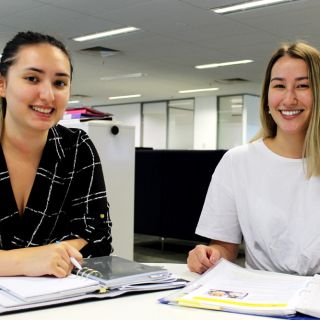 UC communication students Cassandra Matthews and Natalie Van Dartel