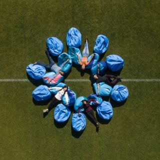 UC students on beanbags