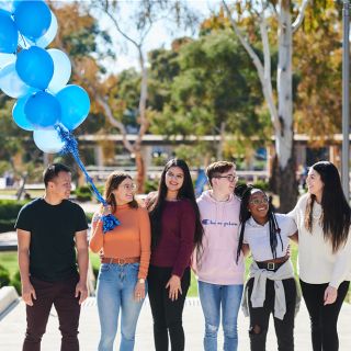 Students on the University of Canberra campus