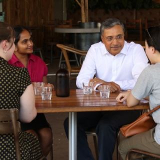 Professor Deep Saini with UC staff and students; the University of Canberra's Vice-Chancellor is determined to do what he can to drive gender equity. 