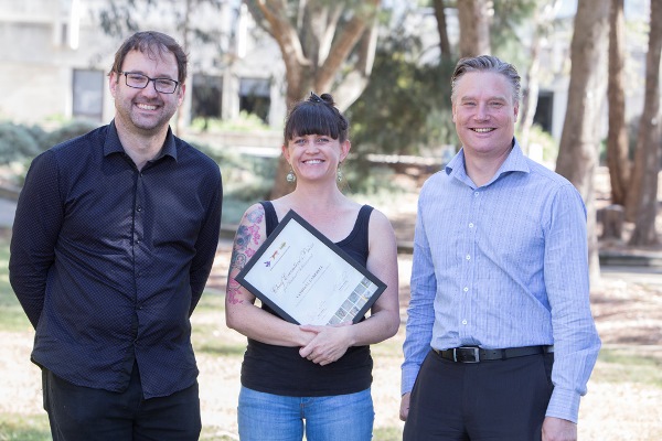 Ross Thompson, Cat Campbell and Andreas Glanznig at the University of Canberra