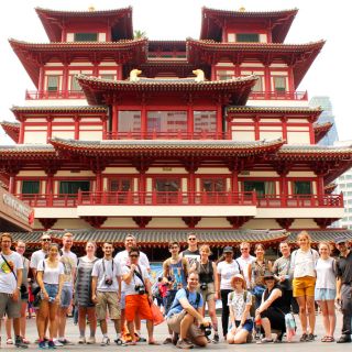 The students at the Buddha Tooth Relic Temple and Museum in Singapore during their study tour in July