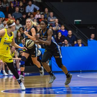 Ezi Magbegor playing a WNBL match for the UC Capitals