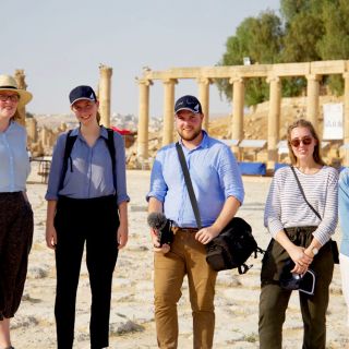 The 2017 AMEJE delegates at the Roman ruins in Jerash, Jordan.