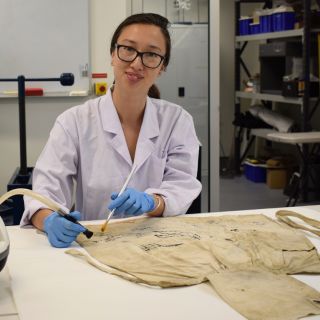 Image of Honours student Danica Auld working in UC's conservation lab