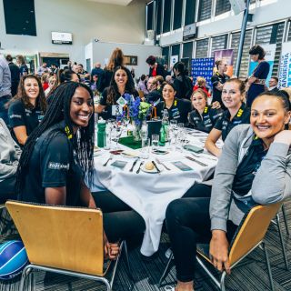 The University of Canberra Capitals at the season launch. 