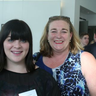 Student Polly Campbell and her mother Kate Whitehead smiling