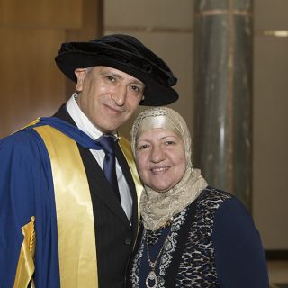 photo of Dr Jamal Rifi, who received an honorary doctorate from UC, with his wife Lana. Photo by Michelle McAulay.