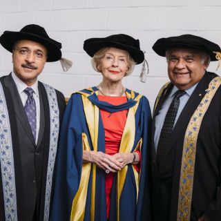 Vice-Chancellor Professor Deep Saini, Dame Quentin Bryce and Chancellor Professor Tom Calma