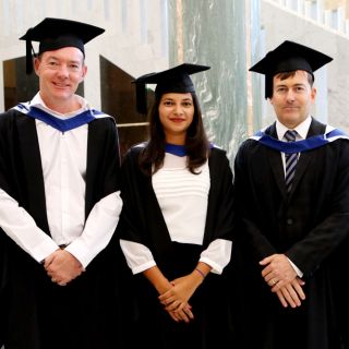 UC graduates Sean Gavin, Indumathi V and Peter Godwin