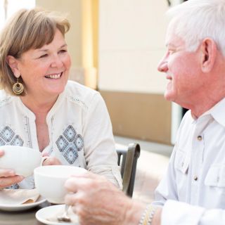 Seniors having coffee